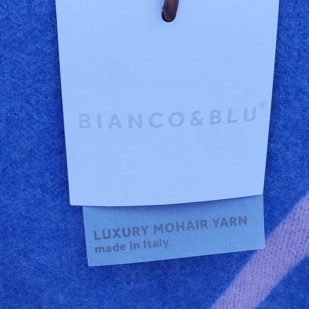 NEW! Bianco & Blu Luxury Mohair Yarn Blue Sweater Size L